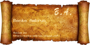 Benke Ambrus névjegykártya